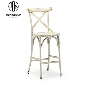 Outdoor X Cross Back Antique Industrial Bar Stool