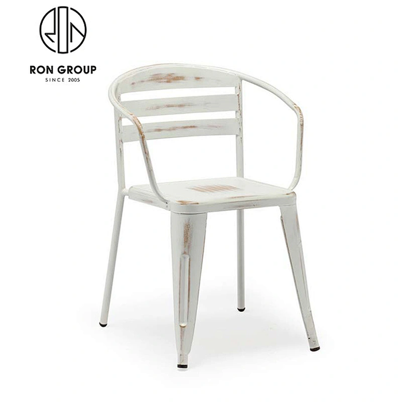 White Color Restaurant Cafe Furniture Metal Dining Chair