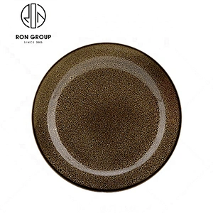 Wholesale Irregular Shape Brown 13 Inch Ceramic Tableware