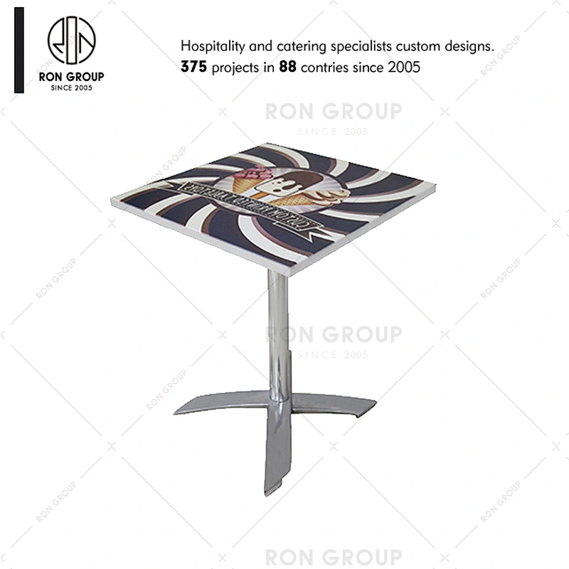 Restaurant supplier custom stainless steel dining table base for wood top