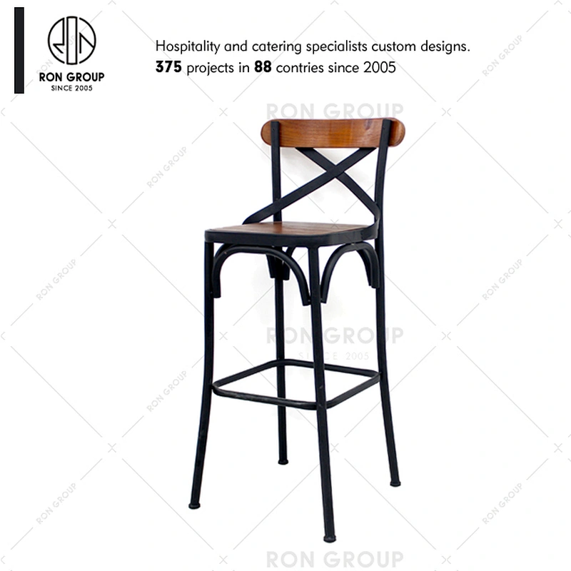 Wholesale Coffee Shop Vintage Crossback Wood Bar Chair