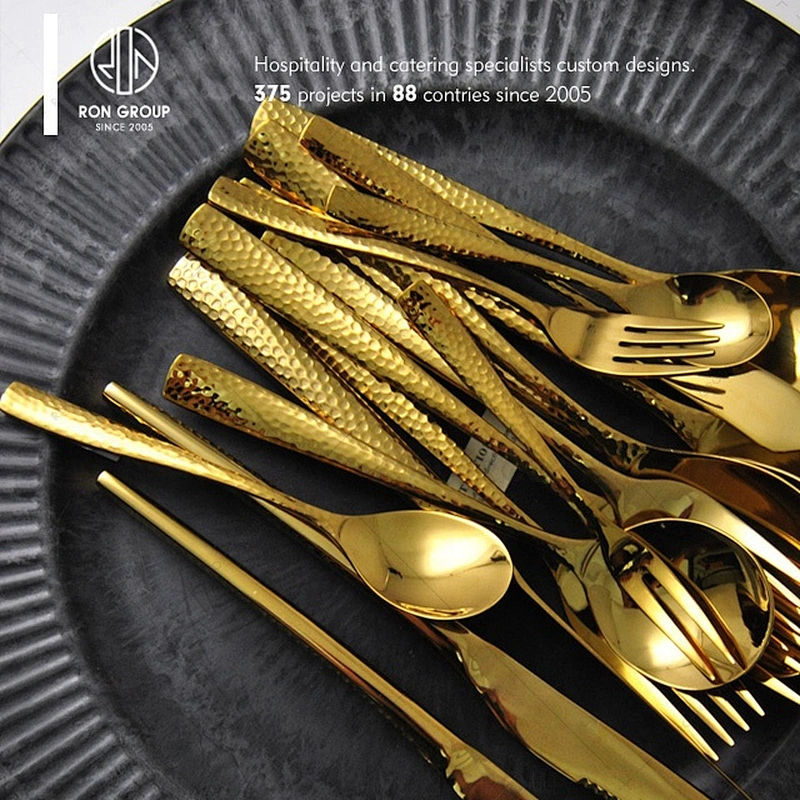 Good Quality Restaurant Golden Table Knife Fork Spoon Cutlery Set