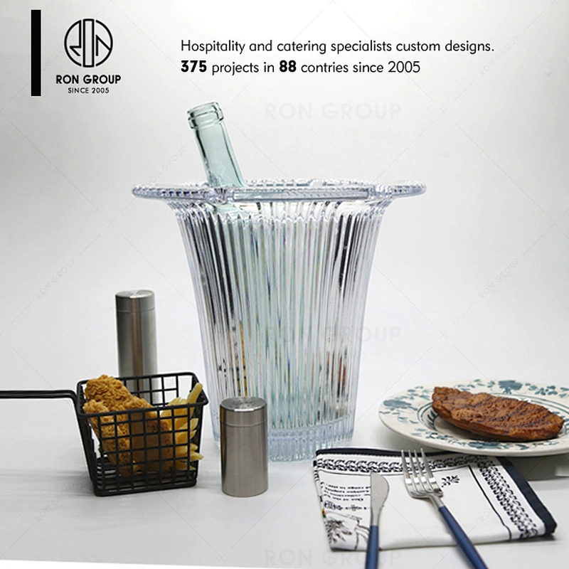 Custom logo printed bar club clear acrylic beer ice bucket