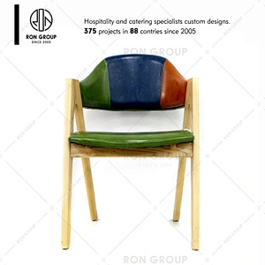 Custom modern coffee shop wooden dining chair with arms