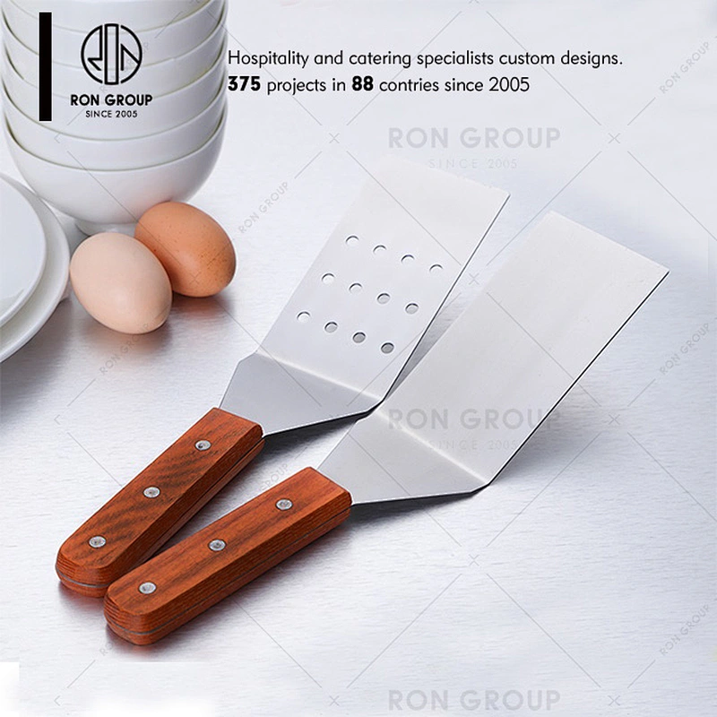 Restaurant kitchen utensils stainless steel pizza shovel with wood handle