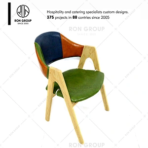 Custom modern coffee shop wooden dining chair with arms