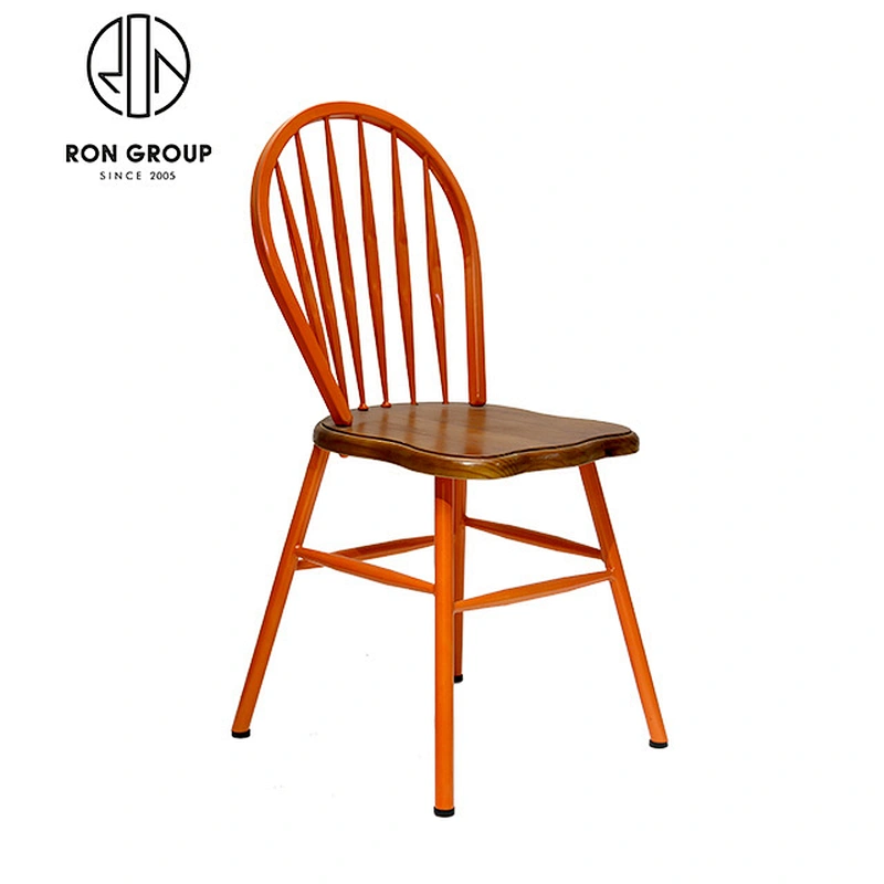 Wholesale Metal Frame Restaurant Dining Chair With Wooden Seat