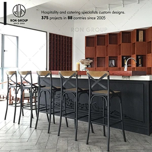 Lounge Fashion Cafe Restaurant Wooden High Bar Stools