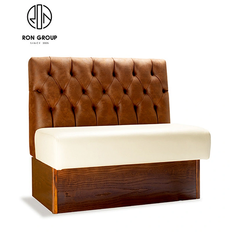 Restaurant Furniture Wooden Frame Booth Sofa With Fabric Seat