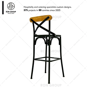 Hot Sale Wood Bar Stool With Metal Frame