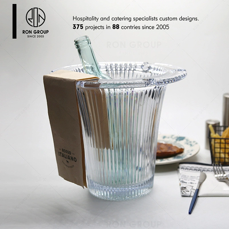 Custom logo printed bar club clear acrylic beer ice bucket