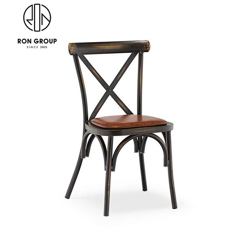 Aluminum cross back chair with padded seat