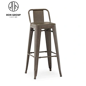 Custom Color Timber Seat Metal Bar Chair Stool
