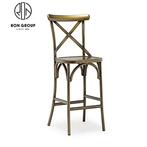 Outdoor X Cross Back Antique Industrial Bar Stool