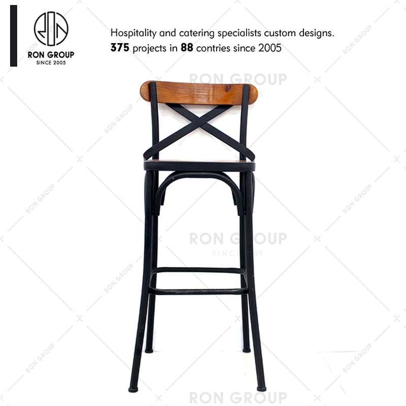Wholesale Coffee Shop Vintage Crossback Wood Bar Chair