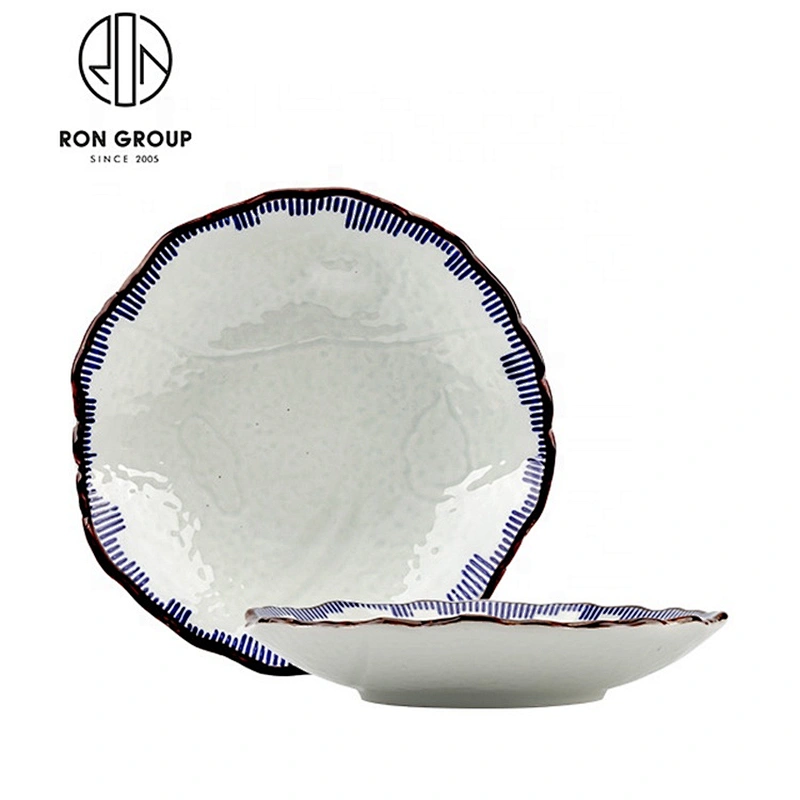 Beautiful Restaurant Irregular Shape Ceramic Shallow Plate