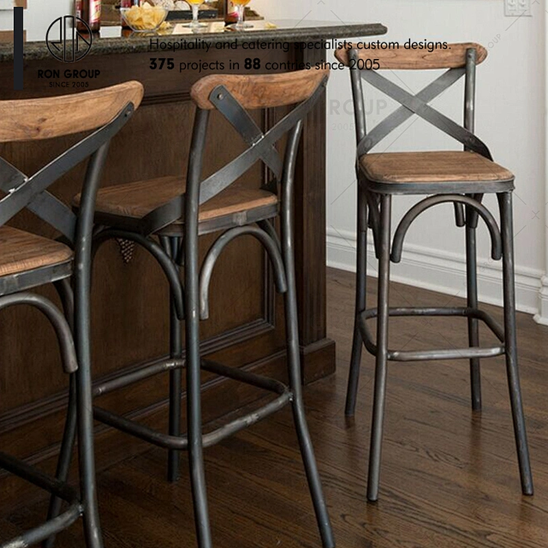 Wholesale Coffee Shop Vintage Crossback Wood Bar Chair