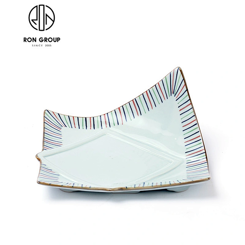Japanese Style Rectangle Ceramic Divided Sauce Plate