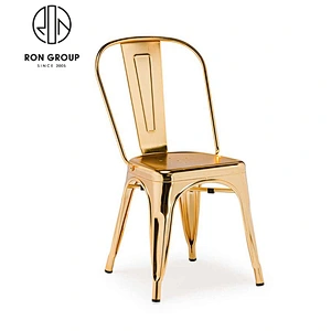 Bronze Metal Legs Industrial Dining Chair For Sale