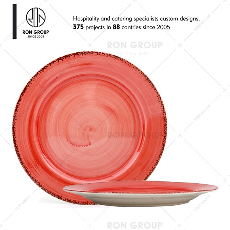Orange Round Ceramic Dinner Plate For Restaurant