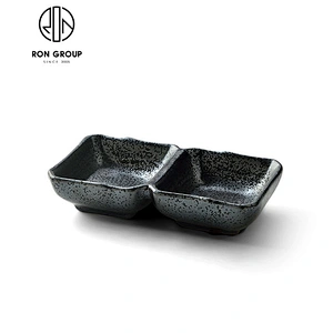Matt Black Square Ceramic Dinner Plate For Restaurant