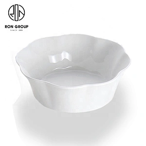 Advanced Custom White Ceramic Flower Shaped Bowl For Restaurant