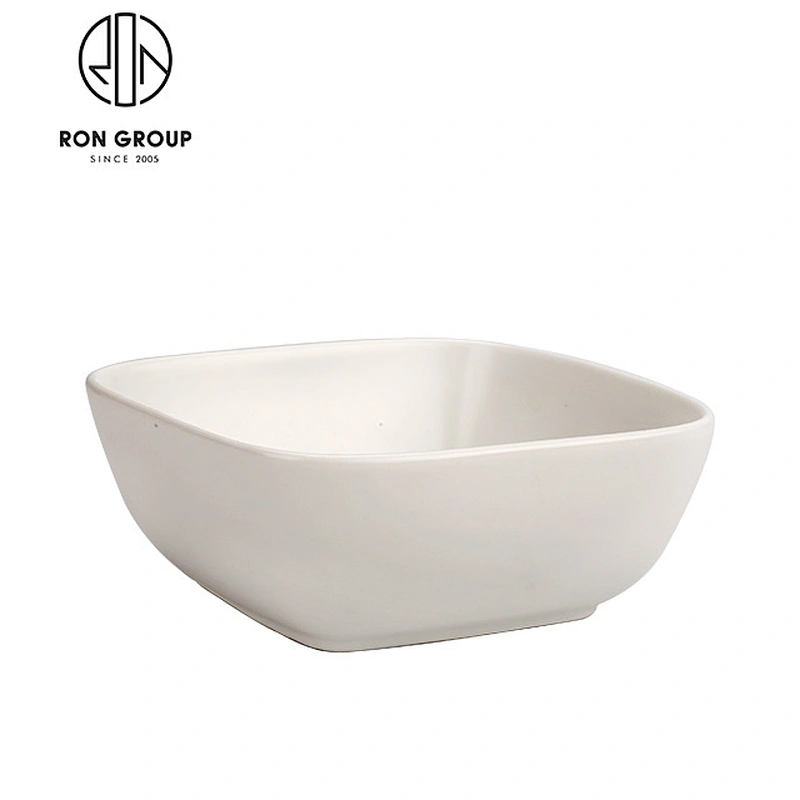 Wholesale Ceramic Square Shape Matte White Dinner Plate