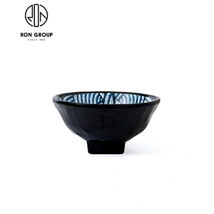 Wholesale ceramic square footed round bowls for restaurant