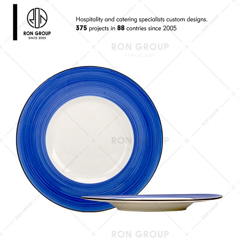Wholesale Restaurant Modern Ceramic Blue Dinnerware