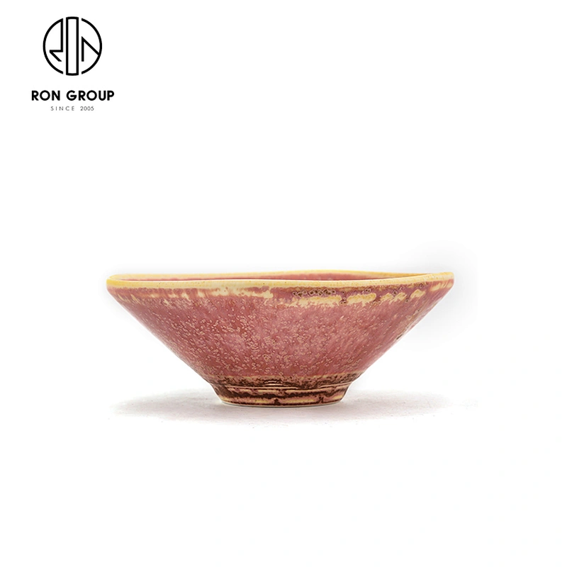 New Product Fambe Pink Rhythm Ceramic Quartet Square Bowl For Restaurant