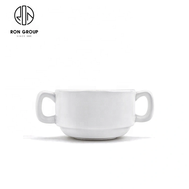 High Quality Restaurant Dining Double Handle Binaural Soup Cup