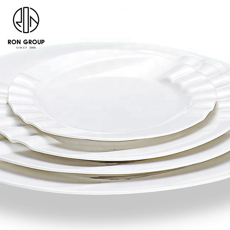 White Ceramics Piano Shape Round Plate For Restaurants And Hotels