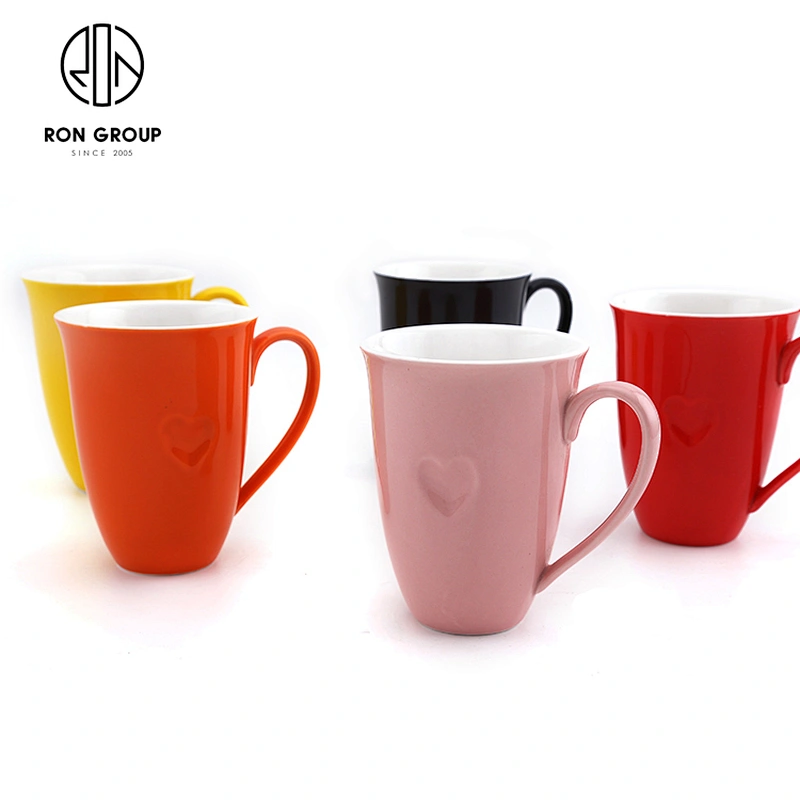 Nordic Style Peach Heart Shape Ceramic Coffee Espresso Cups With Logo