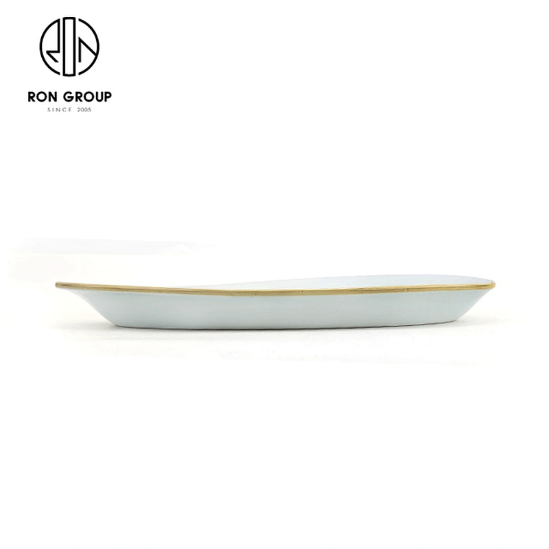 1.04 Kg Retsaraunt Random Cyan Created Ceramic Dishes Shallow Plate