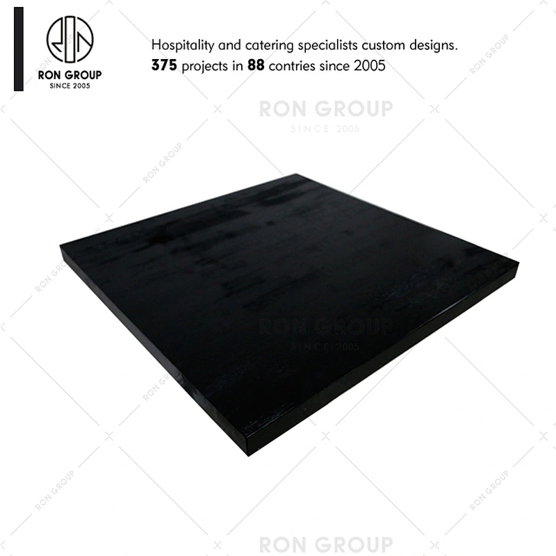 Custom restaurant industrial black color square solid wood table top