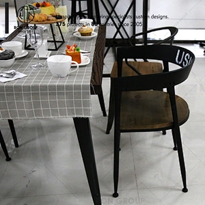 Restaurant supplier vintage industrial black metal cafe dining chair