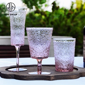 Retro Stemware Glass Relief Glassware Red Wine Glass For Wedding