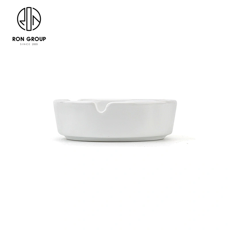High Quality Hotel Bar Office Custom Round Porcelain White Ashtray