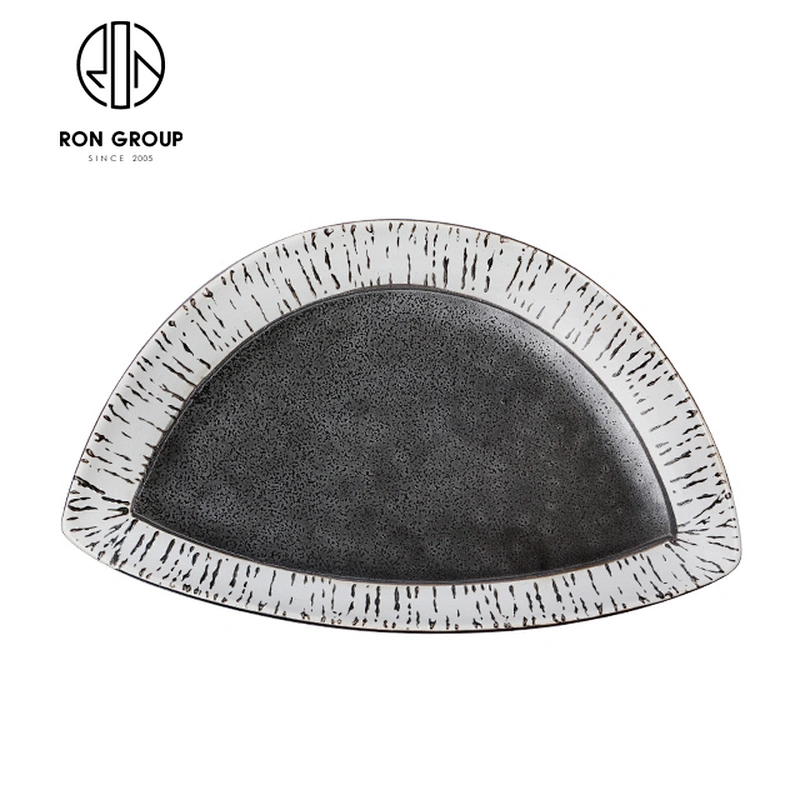 Restaurant Food Tableware Creative Black Half-moon Ceramic Plate