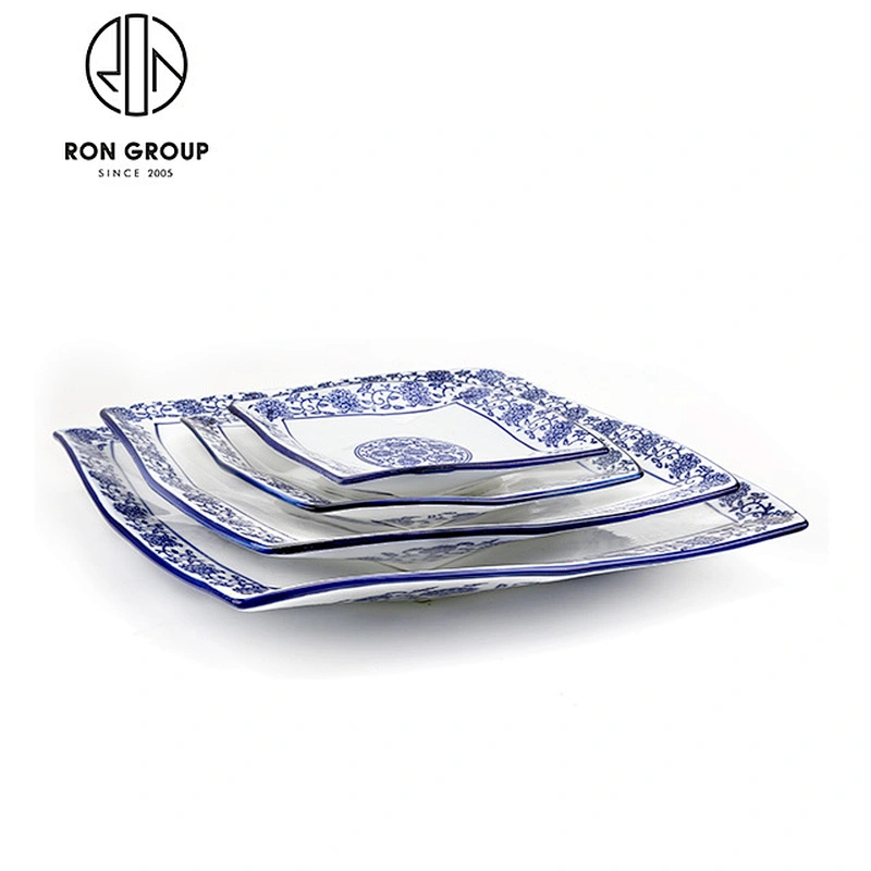 Wholesale Blue And White Porcelain Ceramic Flat Dinner Plate