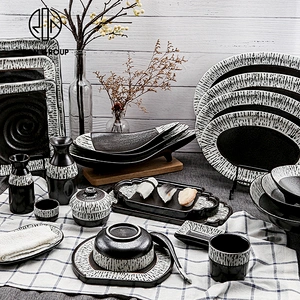 Custom Kitchen Tableware Black Ceramic Oil Vinegar Cup Soy Sauce Bottle
