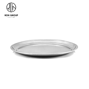 Classic Silver Mirrored Round Metal Serving Tray For Hotel Restaurant