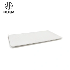 Restaurant Dinnerware Dessert Food Black White Porcelain Rectangular Plate