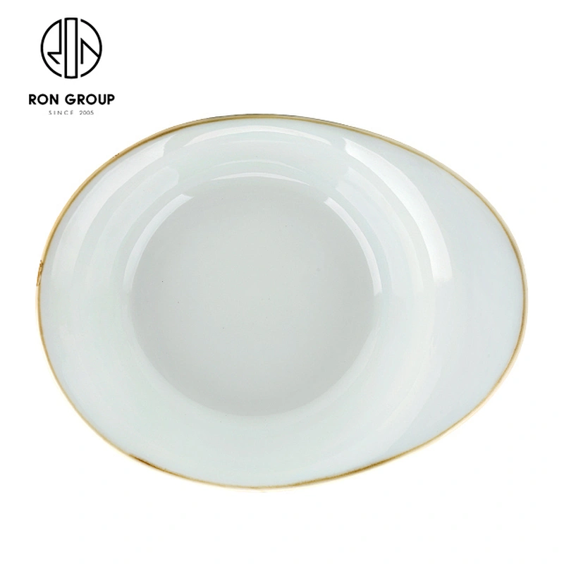 Irregular Hotel Restaurant Random Cyan Created Ceramic Peaked Bowl Plate