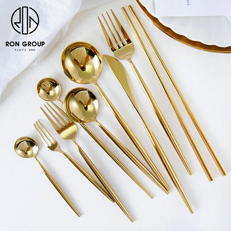 Restaurant Coffee Shop Good Quality Wholesale Stainless Steel Gold Cutlery Set