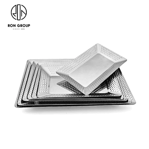 Stainless Steel Custom Metal Dinnerware Diamond Rectangle Plate For Hotel