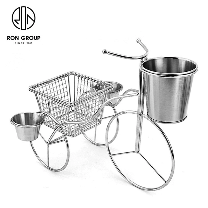 Restaurant Use Stainless Steel Bicycle Snack Metal Fry Food Display Rack