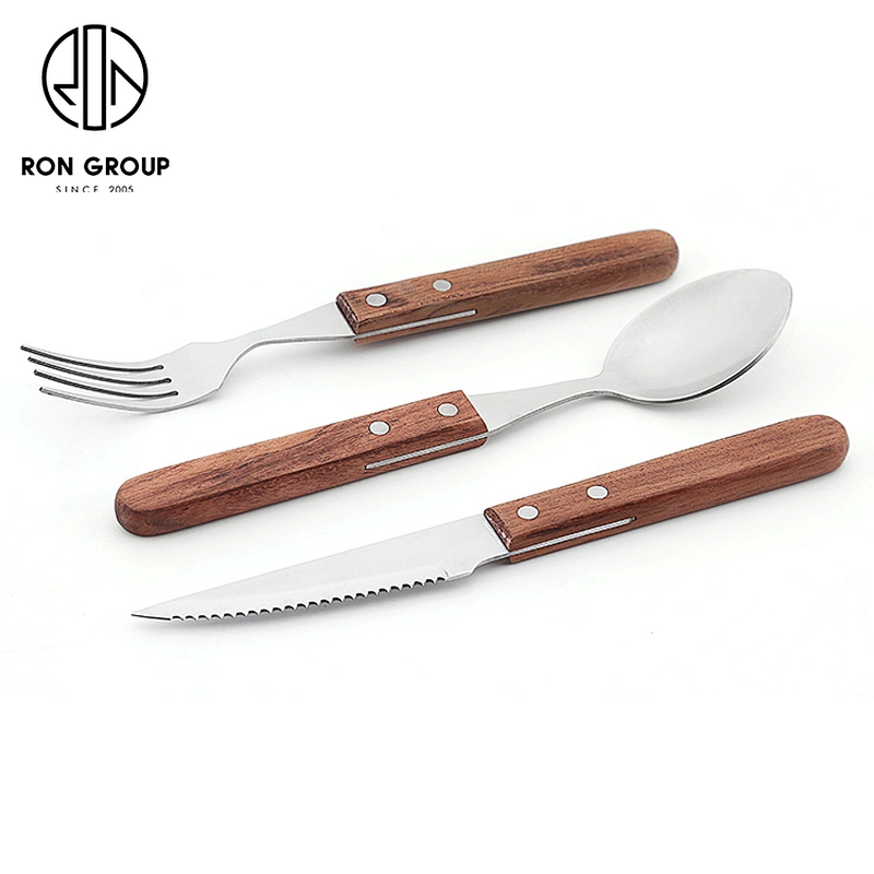 Wholesale Custom Restaurant Wood Handle Cutlery Wooden Spoon And Fork Set