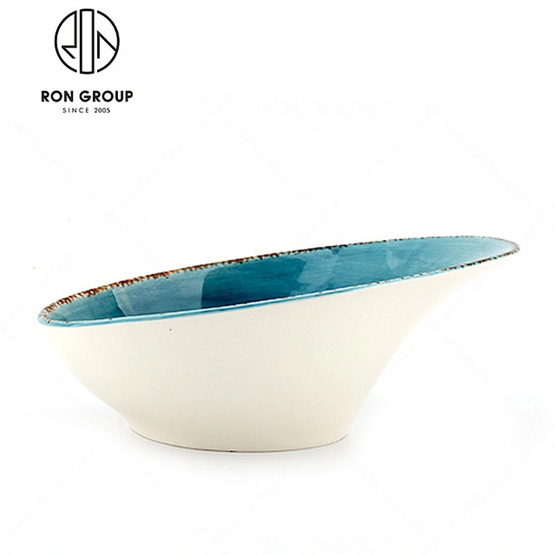 Wholesale Blue Round Ceramic Restaurant Dinnerware