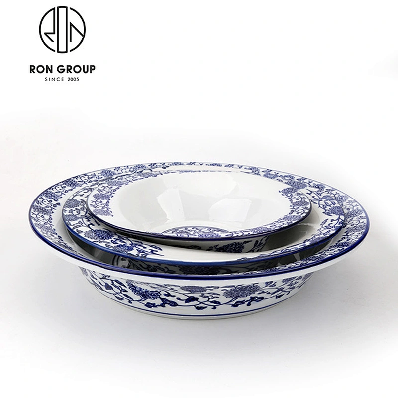 Wholesale Chinese Blue White Porcelain Round Noodle Bowls